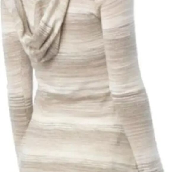 Prana Womens Gemma Hooded Sweater Gray Striped Lightweight Knit Size Large - Picture 2 of 10